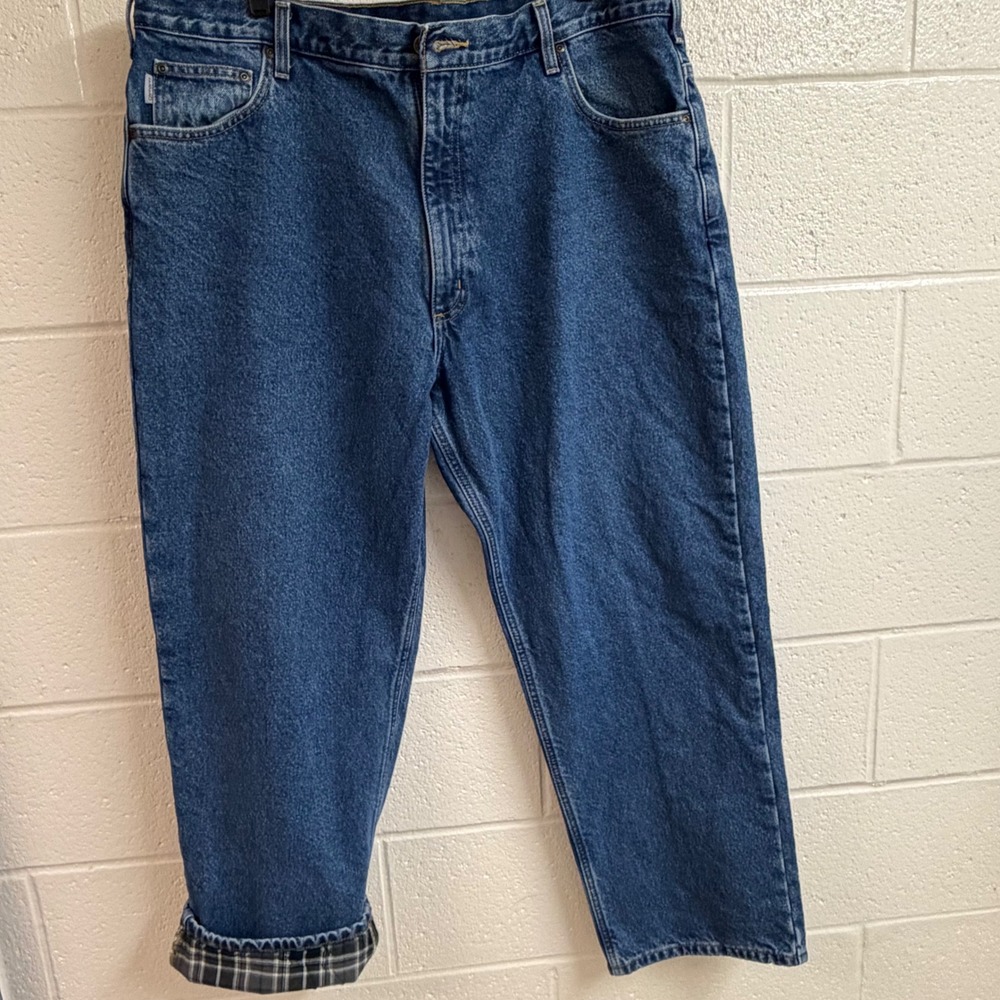 Carhartt Mens Relaxed Fit Flannel Lined Jeans 42x30 Blue Denim Workwear Gorpcore